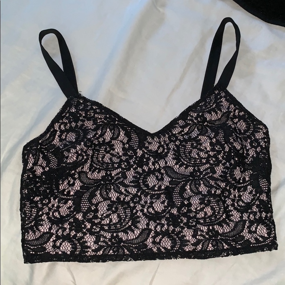Express Black Lace Crop Top